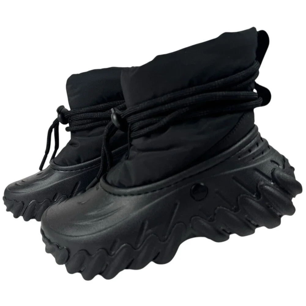 Crocs Echo Mens Size 3 Rain Boots Black Winter Slip-On Ankle Chunky Womens 5 New